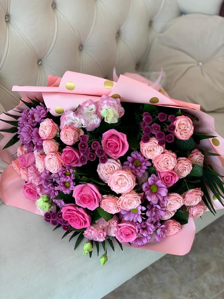 Букет цветов из: Хризантемы, Розы и Лизиантусы в Урыве-Покровке