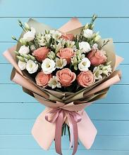 Букет цветов из:  Розы, Альстромерии и Лизиантусы в Урыве-Покровке