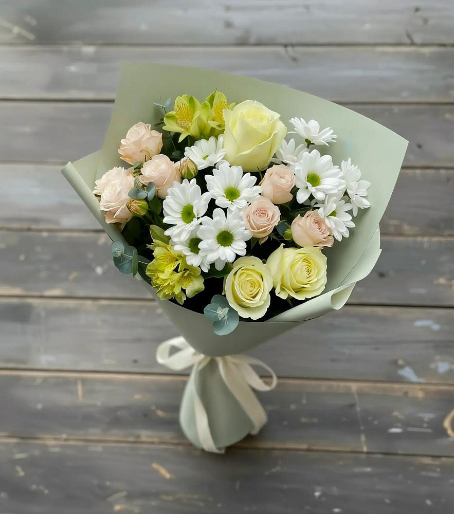 Букет цветов из: Альстромерии, Розы и Хризантемы в Урыве-Покровке
