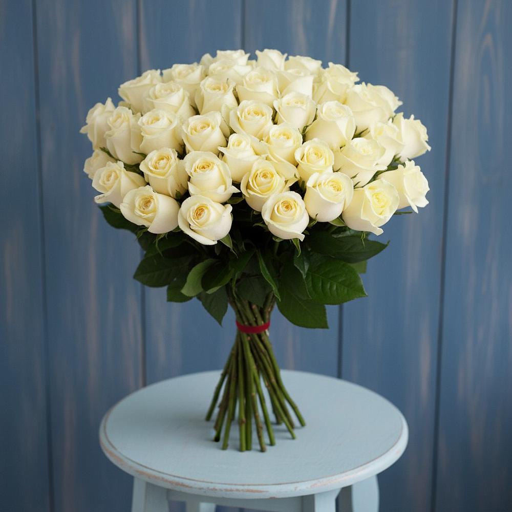 Букет 51 Белая роза Эдлесс Лав в Урыве-Покровке