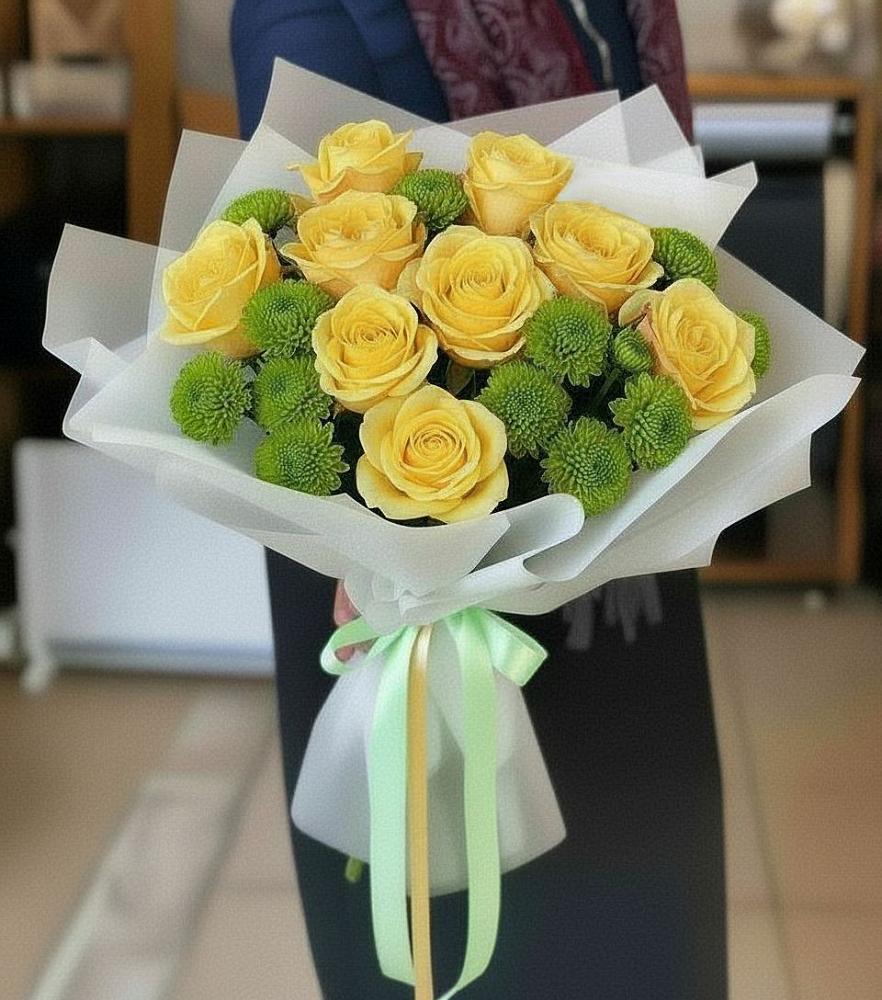 Букет цветов из: Хризантемы и Розы в Урыве-Покровке