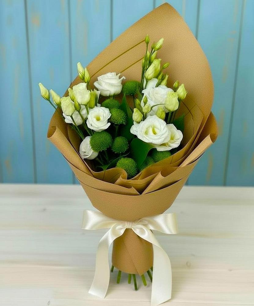 Букет цветов из: Хризантемы и Лизиантусы в Урыве-Покровке