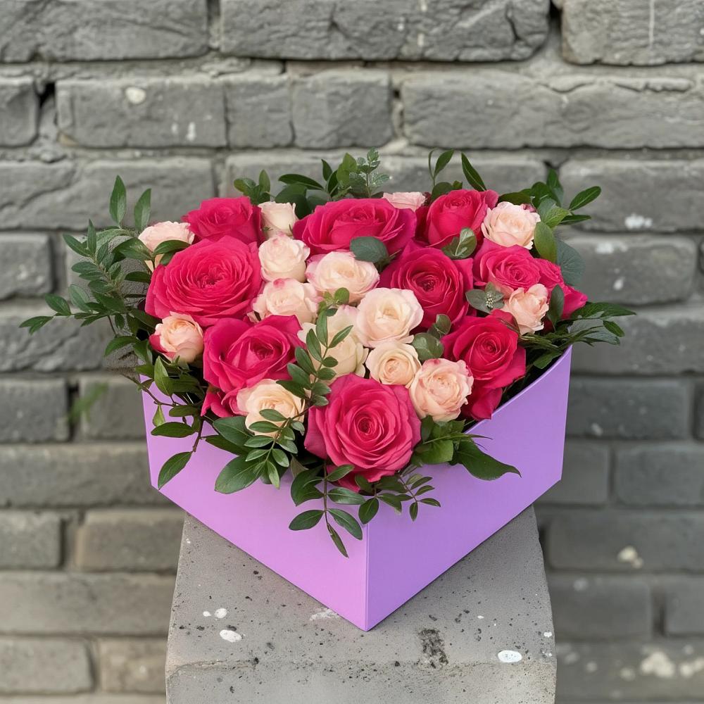 Цветочная композиция из Розы в коробке в Урыве-Покровке