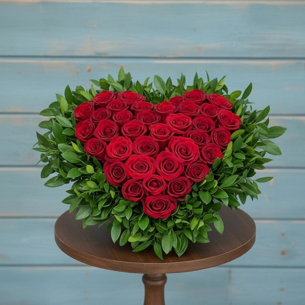 Цветочная композиция из Розы в виде сердца в Урыве-Покровке