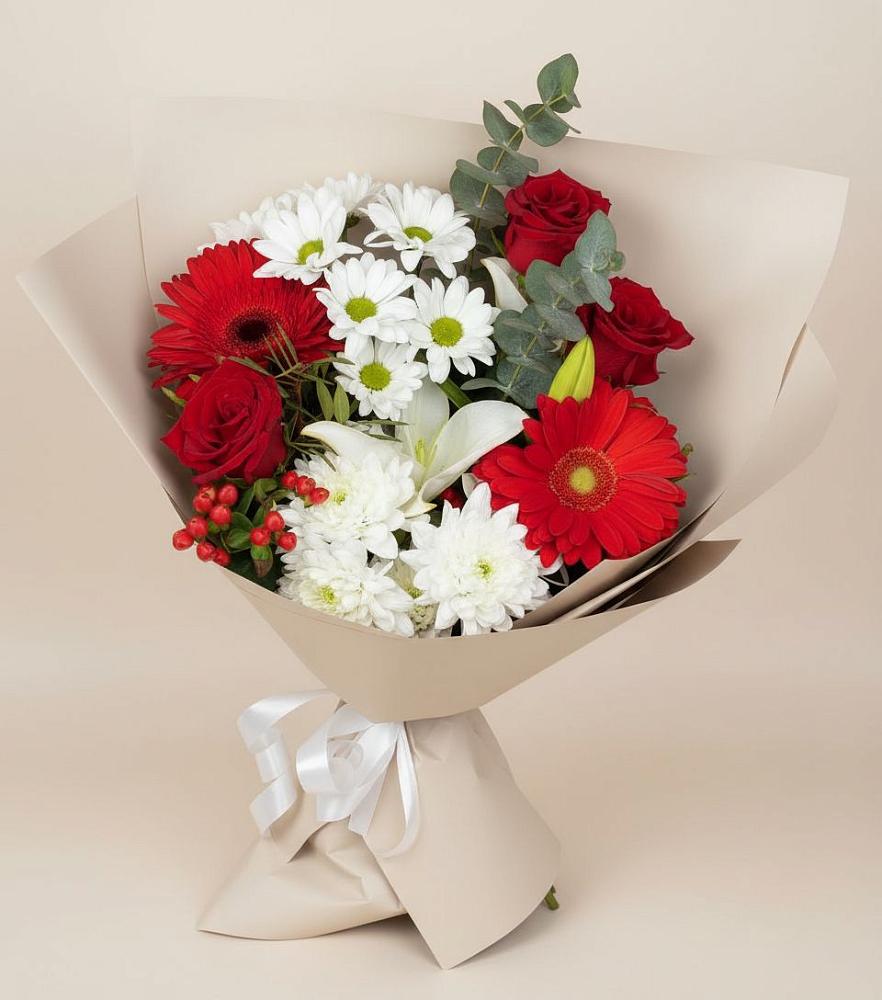 Букет цветов из: Розы, Хризантемы, Герберы и Лилии в Урыве-Покровке