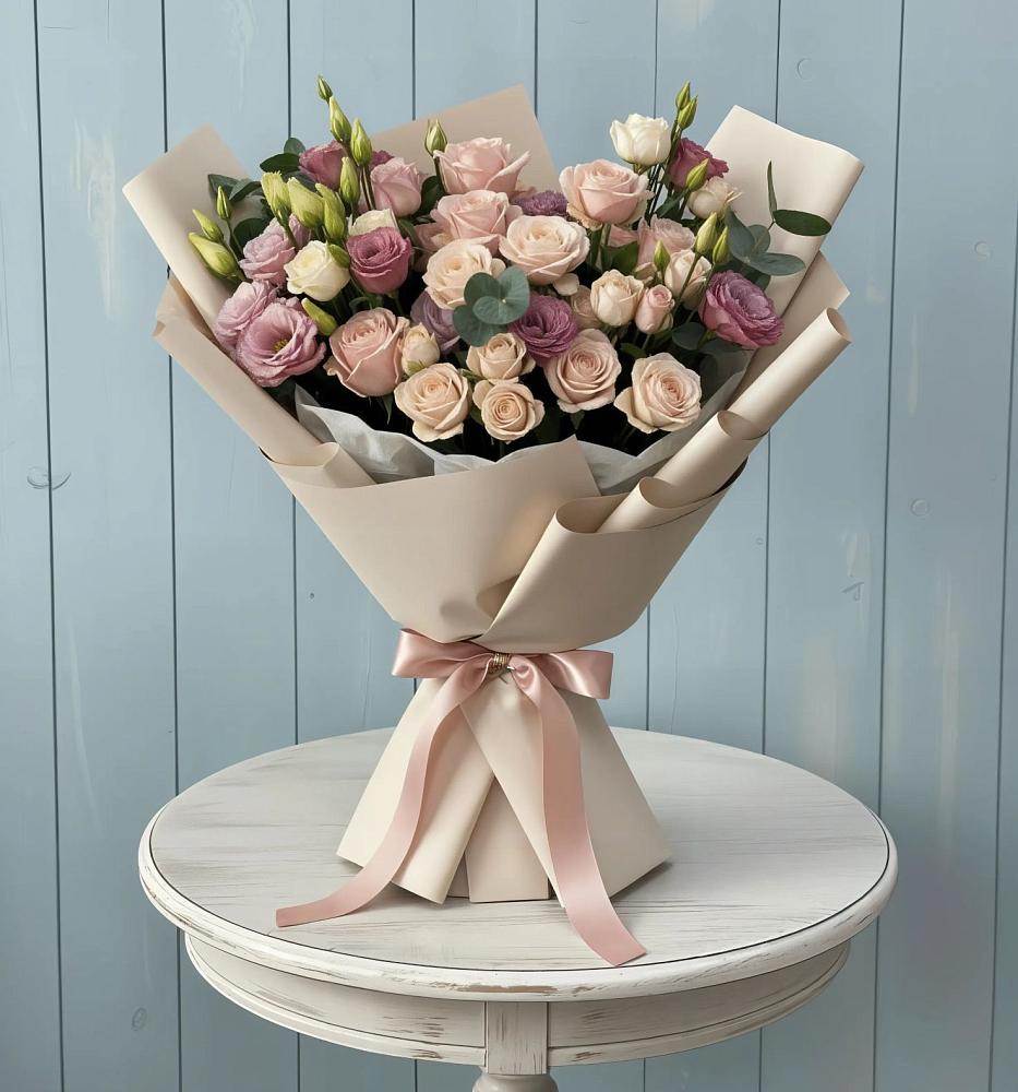 Букет цветов из: Розы и Лизиантусы в Урыве-Покровке