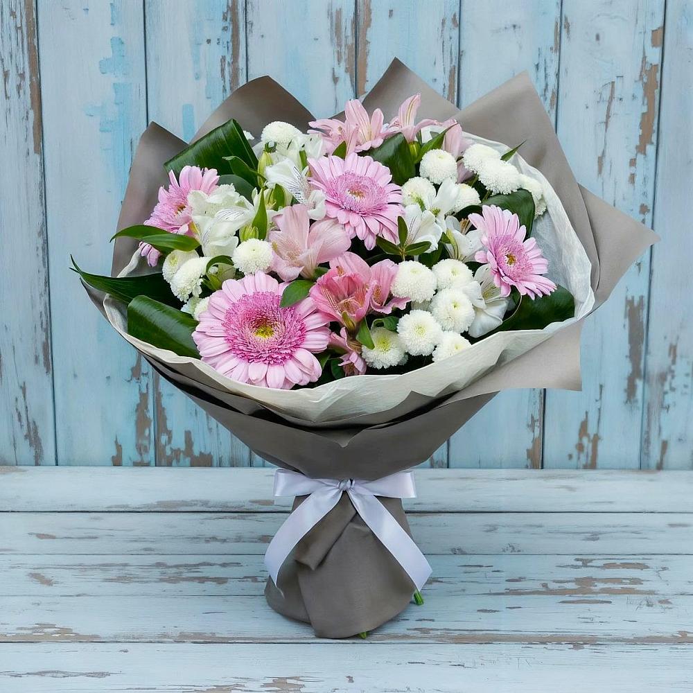 Букет цветов из: Герберы, Альстромерии и Хризантемы в Урыве-Покровке