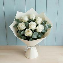 Букет Белые розы в Эвкалипте в Урыве-Покровке