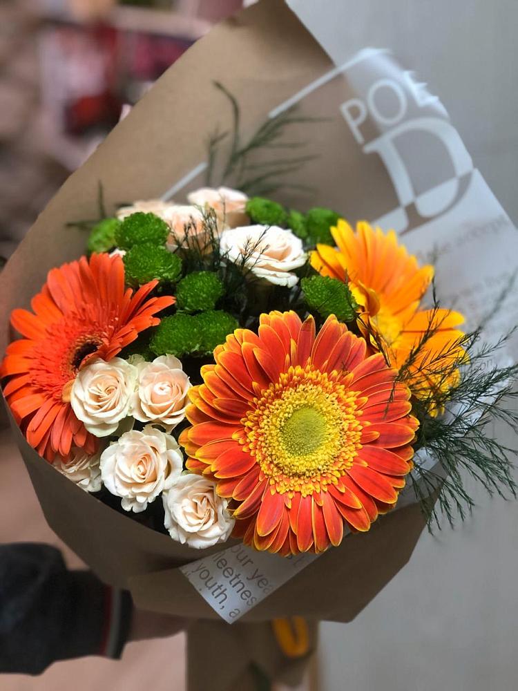 Букет цветов из: Герберы, Хризантемы и Розы в Урыве-Покровке