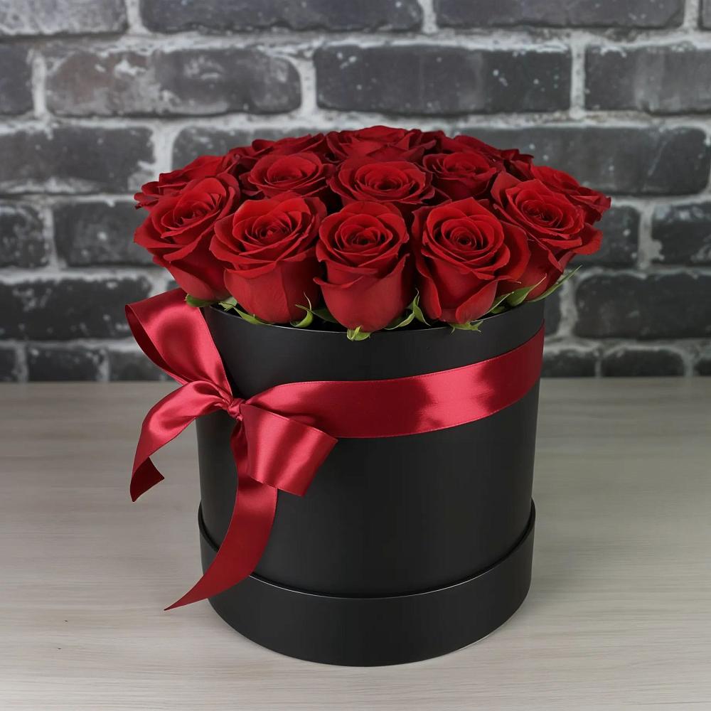 Цветочная композиция из Розы в шляпной коробке в Урыве-Покровке