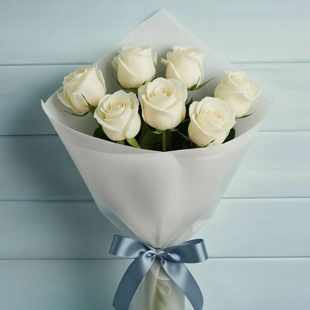 Букет 7 Белых роз Эдлесс Лав в Урыве-Покровке