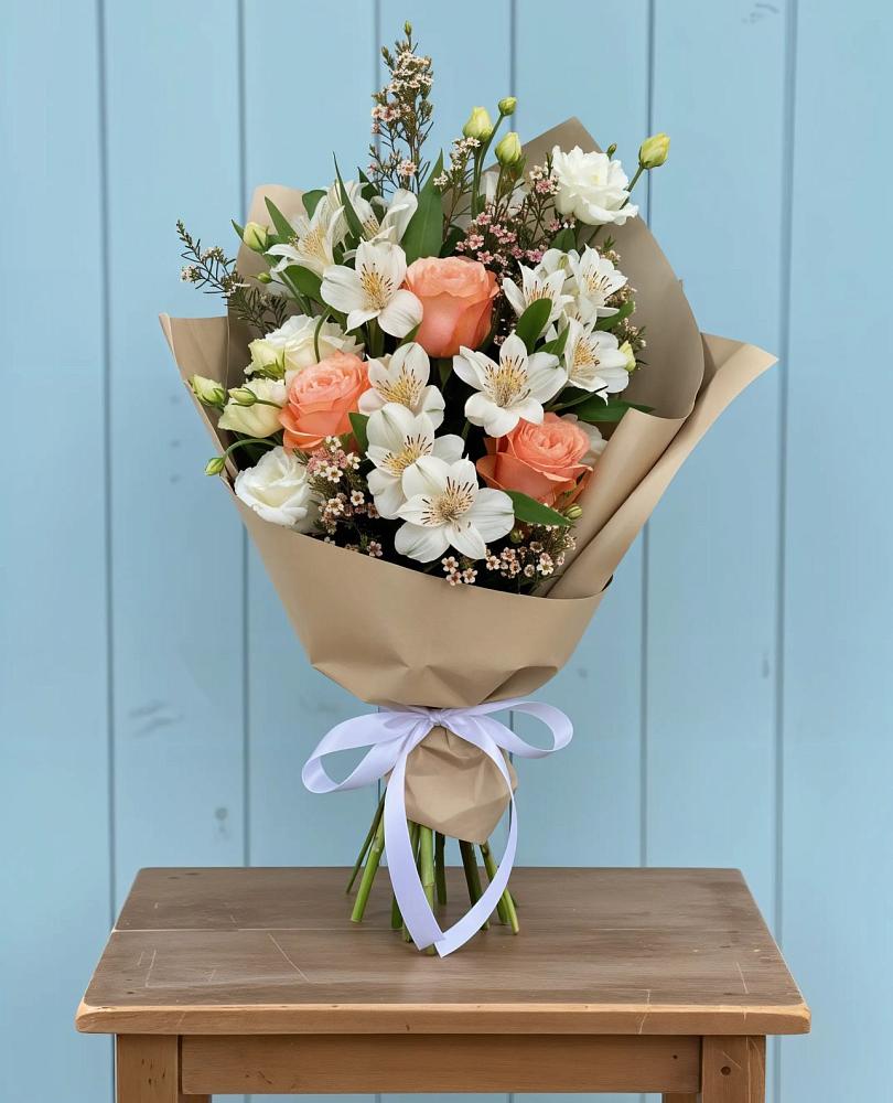 Букет цветов из: Альстромерии, Лизиантусы, Розы и Хризантемы в Урыве-Покровке