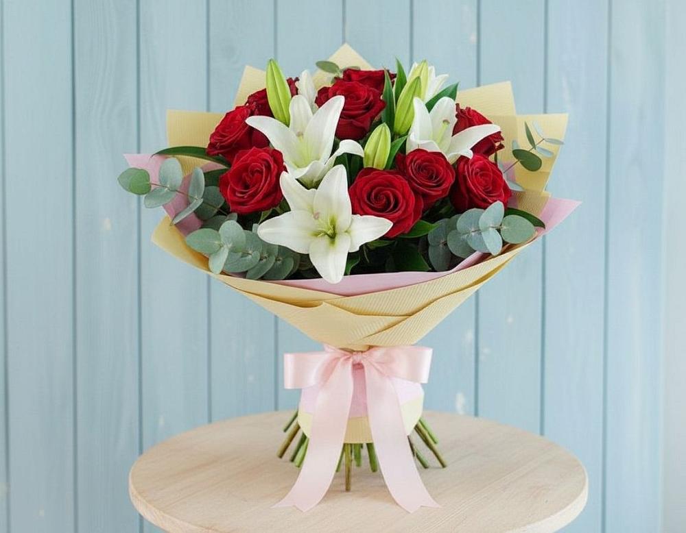 Букет цветов из: Лилии и Розы в Урыве-Покровке